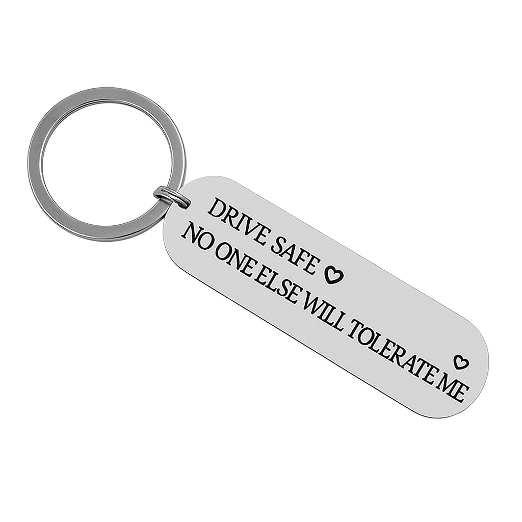 Stainless Steel Drive Safe Keychain A Thoughtful Gift For Him Â– Perfect For New Drivers, Boyfriends, Husbands, And Son Daughter Valentines Day,Silver