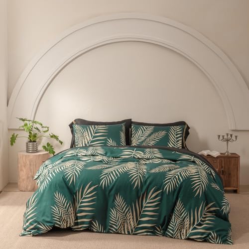 YASMENG Bettwäsche 135x200 Gold Grün Blätter Modern Aesthetic Bettbezug...