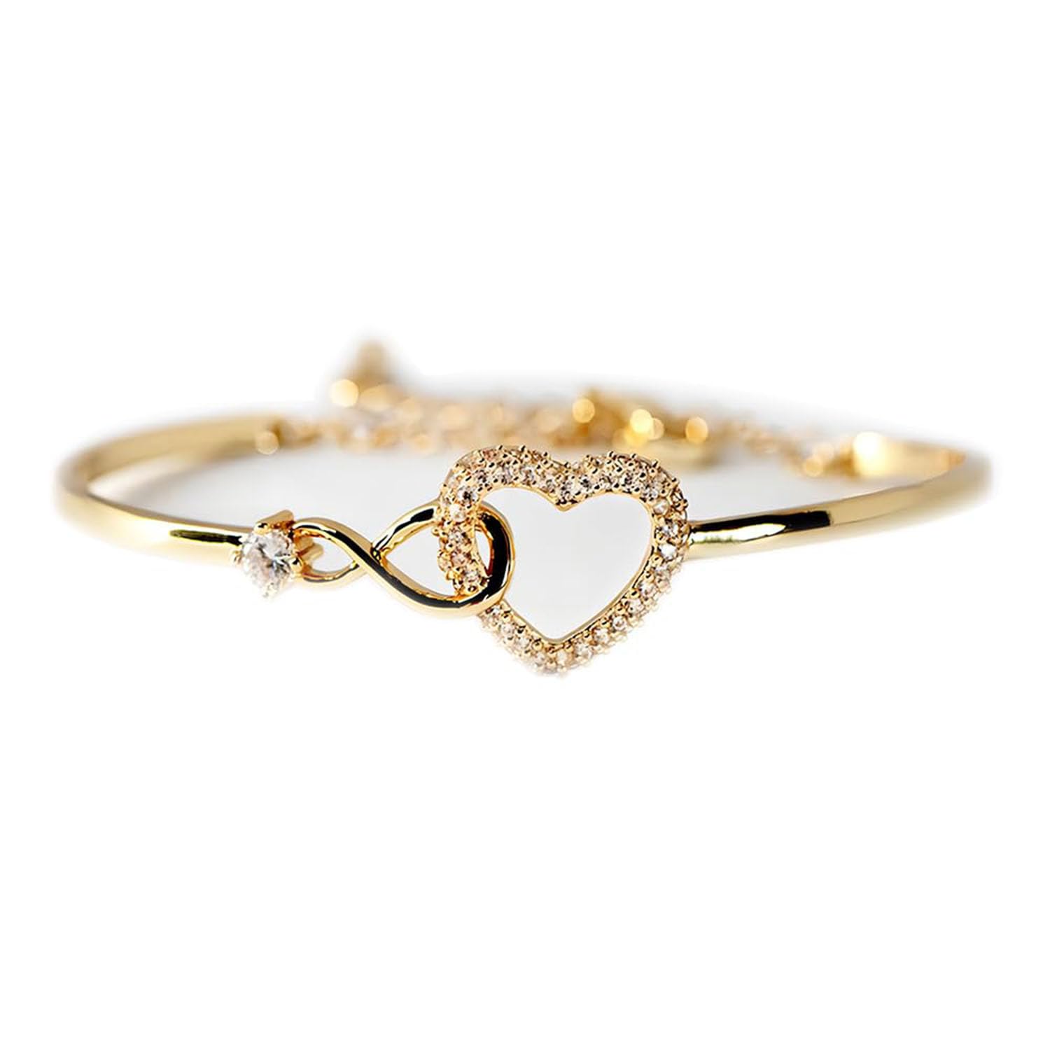WitmAn Infinity Heart Bracelet, Sterling Silver & 18K Gold Plated Copper, Adjustable Bangle, Gold, 'Always My Daughter, Always My Friend' Engraved for Women & Girls