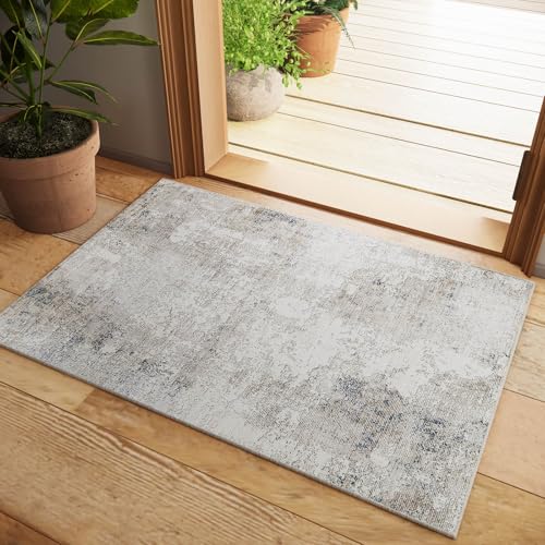 Washable Small Entryway Area Rugs: 2'x3' Abstract Rug Non Slip Door Mat Indoor Entrance Stain Resistance Low Pile Throw Rugs for Inside Front Door Floor Bedroom Bedside Kitchen Nursery Kids Room Entry