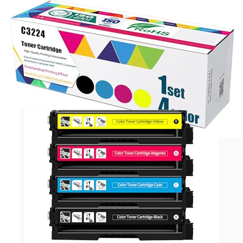 C3224 tonerkassetter för Lexmark C3210Hk0 C3210HC0 C3210HM0 C3210HY0 för Lexmark C3224dw MC3224adwe MC3224dwe MC324i C3326dw MC3326adwe MC326i C34266 dw MC3426adw skrivare (ingen chip), 4