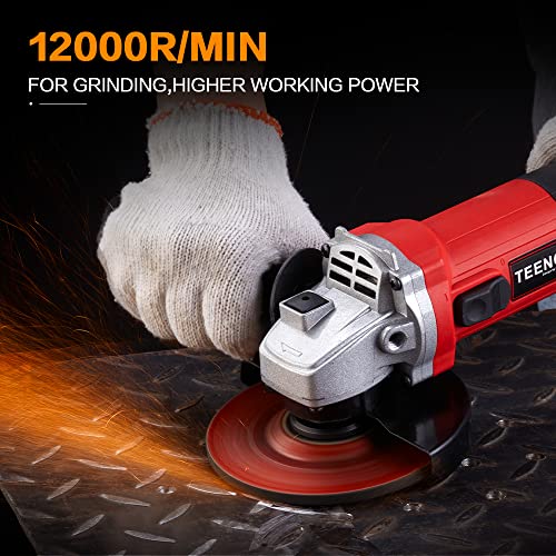 Winkelschleifer mit Schutzhülle 900W TEENO,Leerlaufdrehzahl 12000 U/min,Profi-Winkelschleifer mit 4 Stück Ø Schleif… – Bild 6