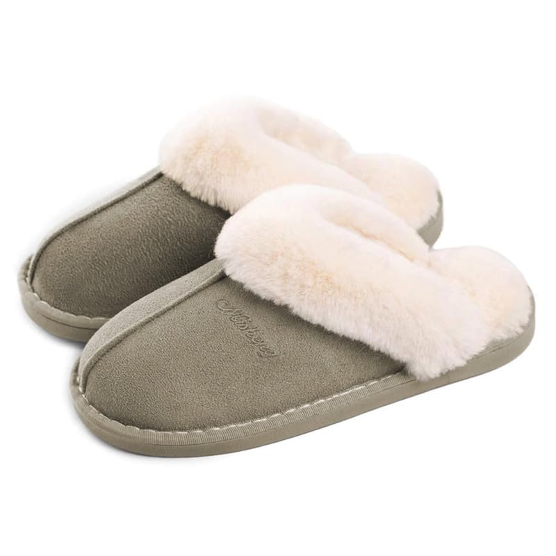 Misolin Pantofole Scamosciate da Donna Uomo Invernali Interne Ciabatte Casa Morbida Autunno Inverno Memoria Schiuma Pavimento Indoor Outdoor