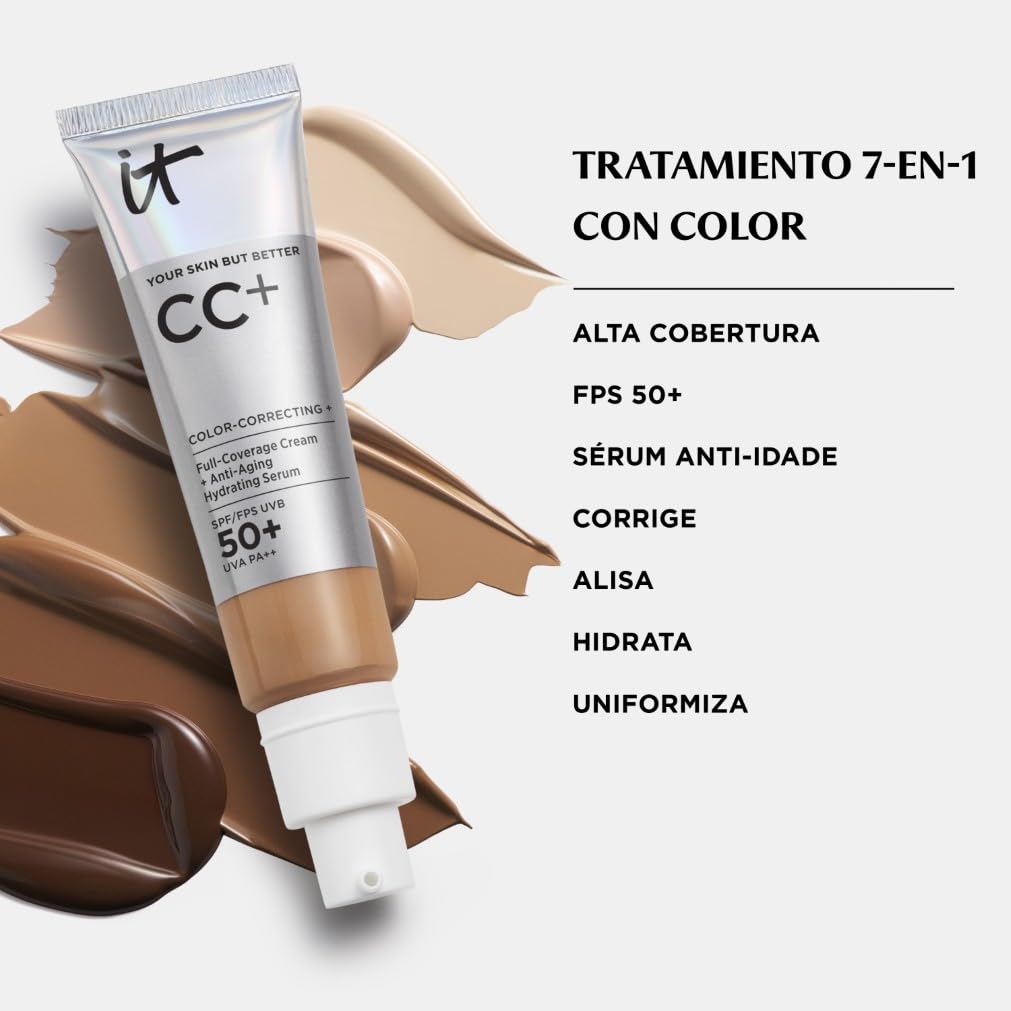 IT Cosmetics, Base de Maquillaje, Tratamiento Antiedad e Hidratante con SPF50+, Cobertura Total, Acabado Natural, 12 Tonos Disponibles, Medium, YSBB CC+, 12ml — view 8