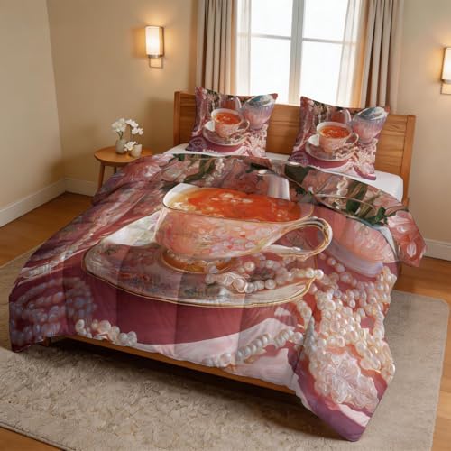 Edredón de microfibra de 135x200 cm lavable sin funda con 2 fundas de almohada 6
