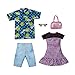 Barbie et Ken Fashion Pack - HBV73 - Ensemble de 2 Tenues - Une Robe à Carreaux + Sac à Main, Chemise habillée + Short en Jean pour Ken