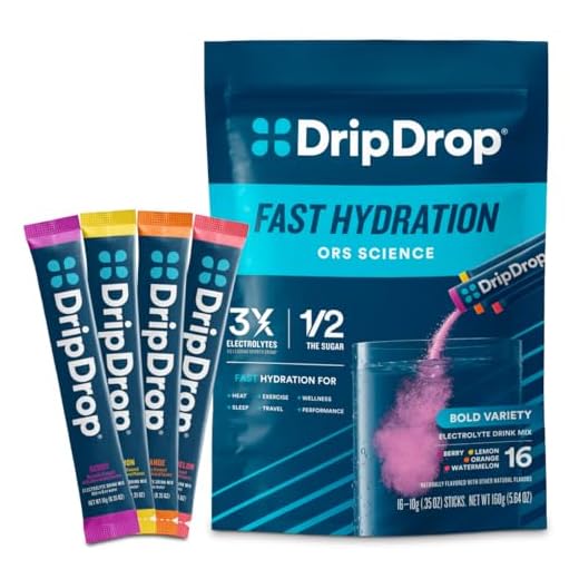 DripDrop Hydration - Electrolyte Powder Packets - Watermelon, Berry, Orange, Lemon - 16 Count