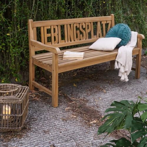LEBENSwohnART Massive Teak Sitzbank LIEBLINGSPLATZ 150cm Gartenbank Holzbank Parkbank Teakbank Bank