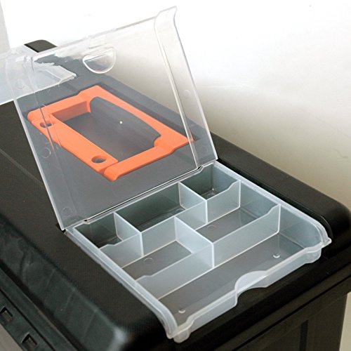 Homak 19-1/4-Inch Plastic Tool Box with Tray and Dividers, Black, BK00119005