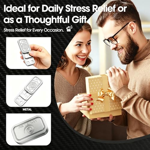 Image of Magnetic Silver Fidget Slider 3 Layer, Fidget Toys Adults for Stress Relief ADHD Anxiety with Click Sound, Portable Desk Fidget Gadget, Gifts for Boyfriend Husband Father