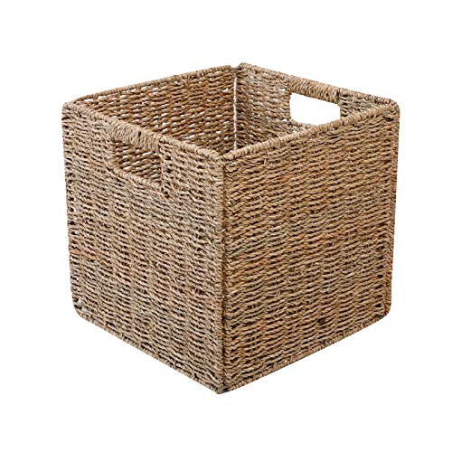 Eeuye Cesta Organizadora de Almacenamiento de Cocina de Granja de Hierba Marina Tejida con Asas para Armarios, Despensa, Cuarto de BañO, Lavadero