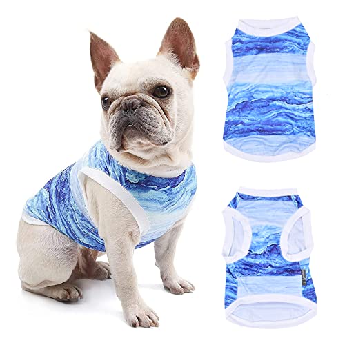 Nivofu Sommer Hundeshirt, Kühlwesten für Hunde, Weich Hund Kleidung, Hund Ärmellose Weste Atmungsaktiv, UV-Schutz Haustier T-Shirt, Blau Hemd für Kleine Mittelgroße Hunde Katze Haustier (L)