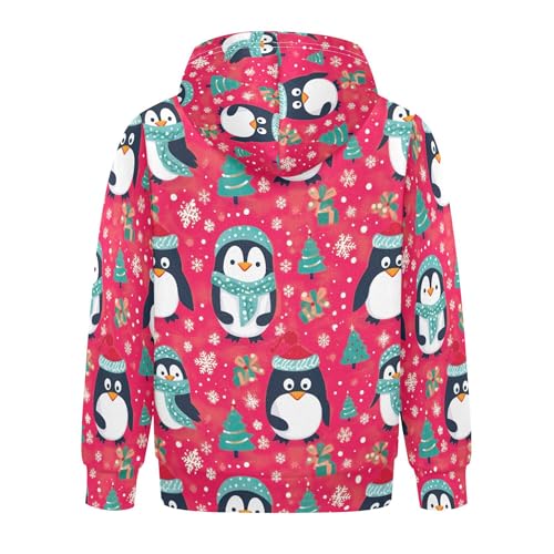 Kids Hoodies Sweaters Christmas Xmas Penguin Hooded Sweatshirts with Big Pockets for Boys Girls B04004262