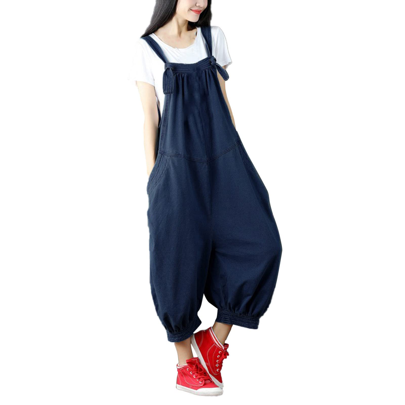 Mono para mujer, oversize denim oversize, pantalones vaqueros largos, peto, con bolsillo, para verano, para niñas, pantalones con tirantes, mono de moda, 01# azul., Talla única