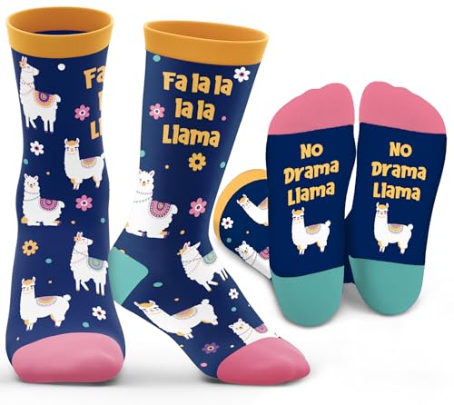 ZAGKOO Funny Llama Socks - Llama Gifts for Women, Teen Girls, Llamas Lovers - Drama Gifts Ideas for Xmas, Womens Novelty Socks
