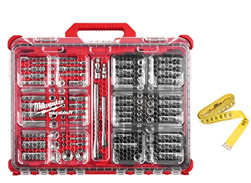 Milwaukee 3/8 In. And 1/4 In. Drive Sae/Metric Ratchet And Socket Mechanics Tool Set With Packout Case (106-Piece) + Accessory #TOP17