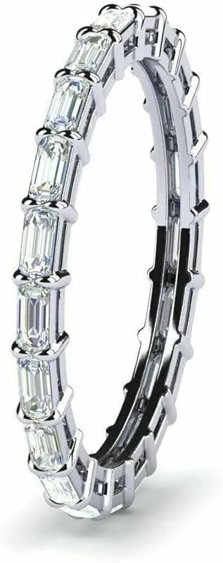 2.20Ct Baguette Cut Lab Created Diamond Sterling Silver 925 Full Eternity Wedding Band Ring, 14K White Gold Finish