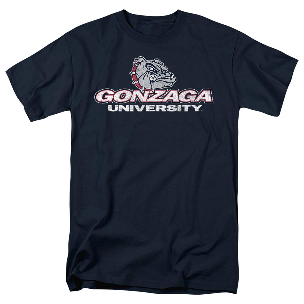 Gonzaga University Official Distressed Primary Unisex Adult T-Shirt, Navy, X-Large