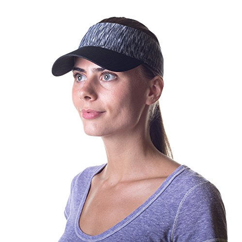 Womens Sun Visor Hat with Ponytail Hole Head-wrap for Active Lifestyle Women (Heather Black)