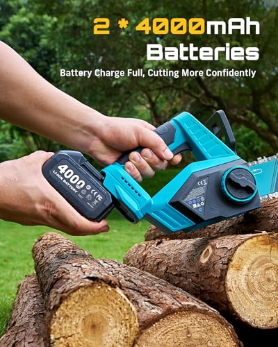 Image of SEESII Electric Chainsaw Cordless 12-inch, Handheld Chain Saws with a 4.0Ah Battery, Tree Saw with Tool-free Chain Tension, Auto Oiling for Wood Cutting Trimming Branch