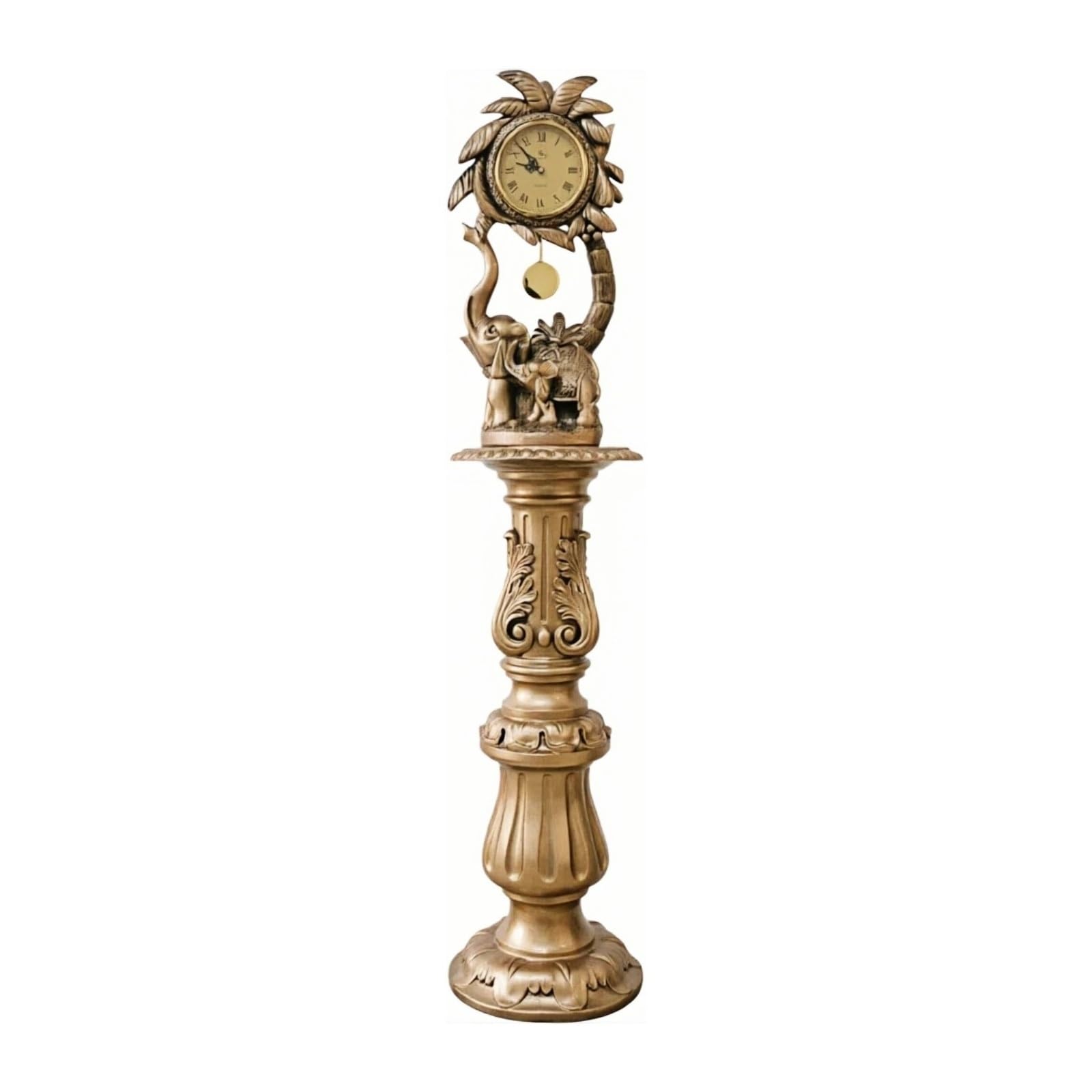 WANGHAI-666 Grandfather Clocks Floor Standing Clock Decor Quartz Column for Living Room and Entryway