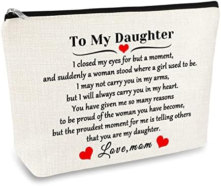 Daughter Gift from Mom to My Daughter Makeup Cosmetic Bag Christmas Birthday Graduation Gift for Daughter Wedding Gift Adult Daughter Gift Travel Toiletry Bag Daughter Bridal Shower Gift Make Up Pouch