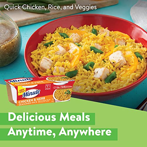 Image of Minute Ready-to-Serve Chicken Rice Cups, Instant Rice, (8)-Count Pack | Single-serve (8.8)-ounce microwaveable rice cups, ready in 1 minute, chicken and herb flavored, gluten-free and non-GMO