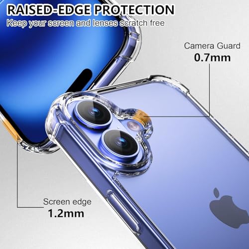 Image of mobistyle Designed for iPhone 16 Plus, Yellowing-Resistant Shockproof Camera Protection Phone Cover, Anti-Scratch Clear Back Cover Case for iPhone 16 Plus.