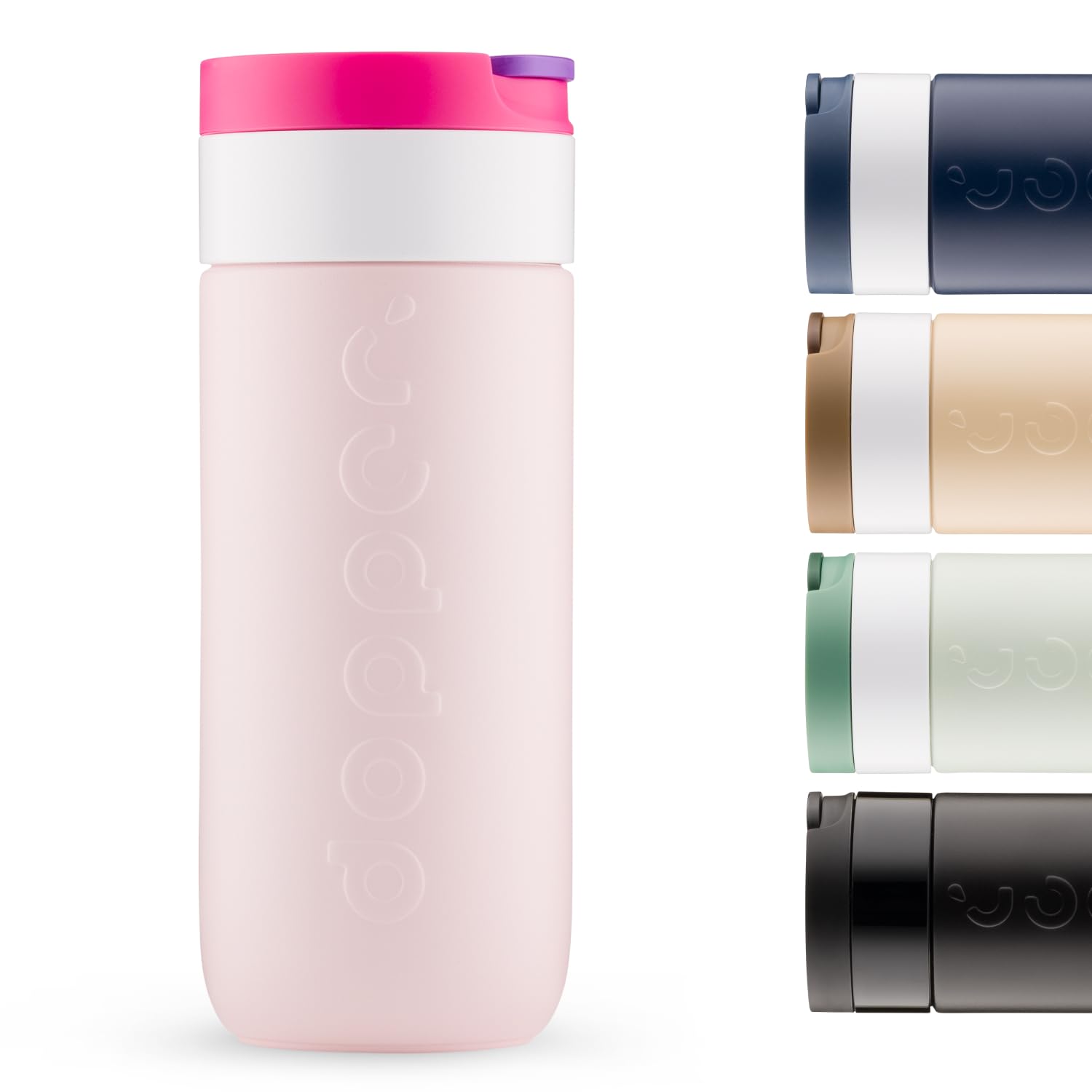 Dopper Travel Mug de voyage isotherme 400 ml Rose baie – Gobelet isotherme anti-fuite pour boissons gazeuses, 6h chaud/20h froid, 90 % acier inoxydable recyclé