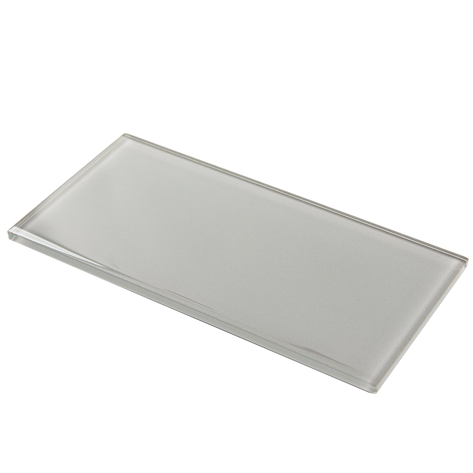 Photo 1 of Lovdeco Peel and Stick Glass Subway Tile, 3 x 6 Inch, 5 Sq Ft, Light Grey Glass for Bathroom Kitchen Backsplash Wall, 40-Pack