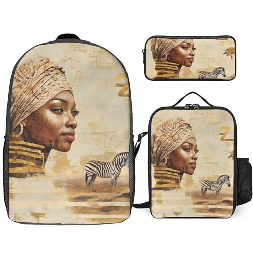 African Woman Zebras Large Travel Backpacks Carry on Backpack Weekender Bag with 2 Storage Pockets for Men And Women