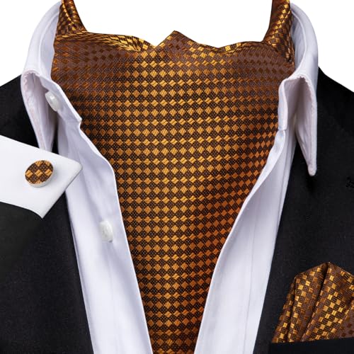 Image of Dubulle Paisley Floral Ascot for Men Self Tie Mens Cravat and Pocket Square Cufflinks Wedding