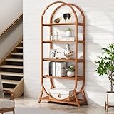 Tribesigns 5-Tier Open Bookshelf, 70.8' Tall Arched Bookcase, Modern Brown Storage Bookshelves, Freestanding Display Rack Shelving Unit for Office, Bedroom, Living Room, Easy Assembly (1PC)