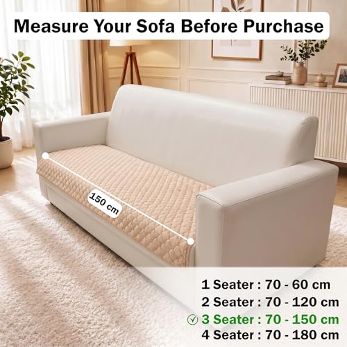 Image of Story@Home Premium Quilted Anti Slip Sofa Cover Mats for L Shape and 1 /2 /3 Seater Sofa. Make Your Own Sofa Cover Set, 70(D) x 150(L) cm - Beige