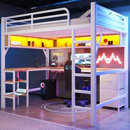 vutizal Cama alta 90 x 200 cm de metal negro con armario y escalera de seguridad, cama compacta de almacenamiento, ideal para habitaciones infantiles, ahorra espacio