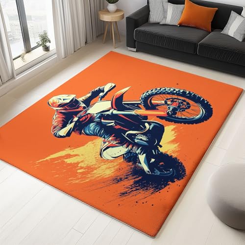 Tapis en flanelle 60x90 cm motocycliste orange tapis doux pour salon - 2