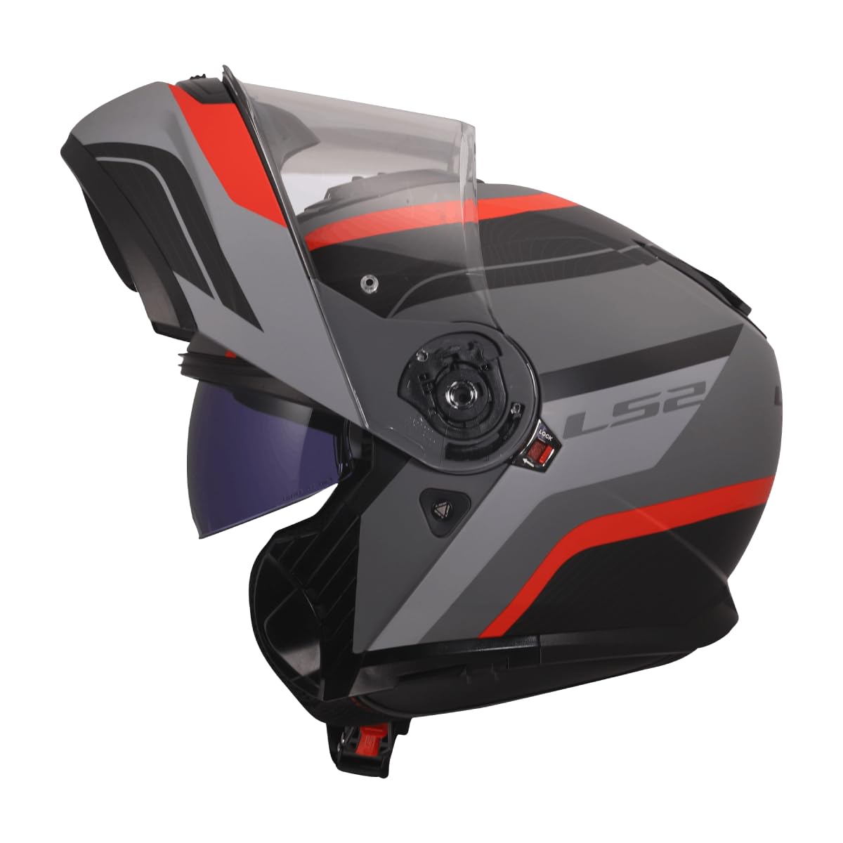 LS2, Casco Moto Modulare STROBE II MONZA Black Grey Red, XXL