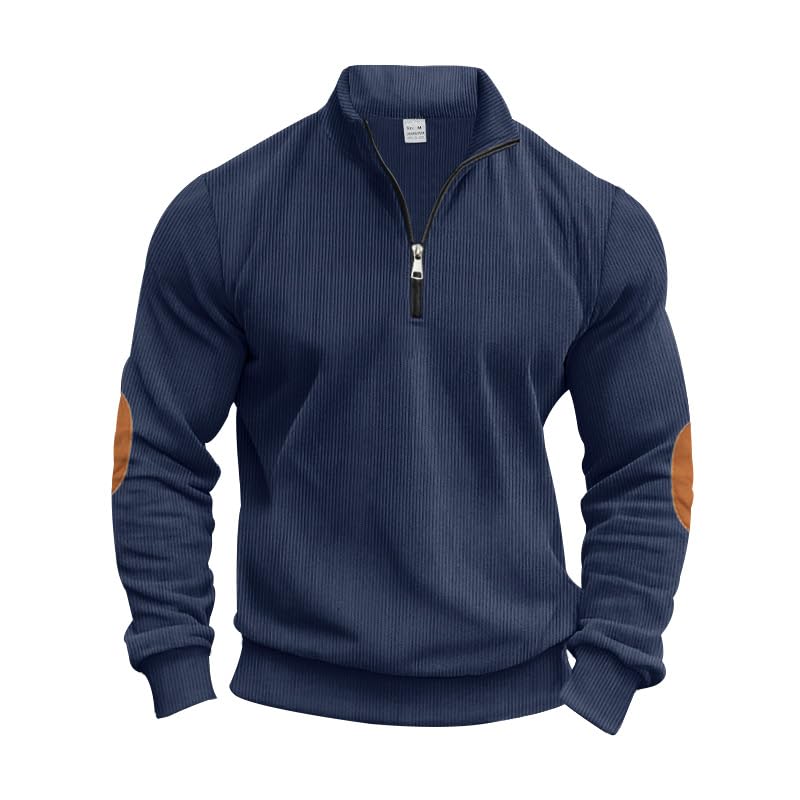 Men's Corduroy Sweatshirt Casual Pullover Sweatshirts Zipper Stand Collar Lightweight Long Sleeve Shirts2