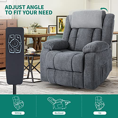 Yitahome Power Lift Recliner Chair For Elderly, Lift Chair With Heat And Massage, Ergonomic Fabric Recliner Chair Sofa With 2 Side Pockets & Remote Control For Living Room (Gray) #TOP4