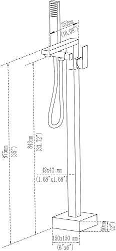 Miniatura 30 de TapLong Grifo de bañera independiente para bañera, relleno de cascada, montaje en suelo, grifos de baño de latón con una sola manija con ducha