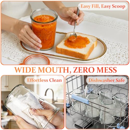 Wide Mouth Canning Jars 27 oz - 2 Pack Sourdough Starter Jars with 4 Lids - image 6