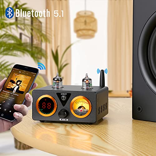 Amplificador de tubo de alta potencia con Bluetooth 5.1, control remoto y pantalla digital para sistemas de audio HIFI, compatible con subwoofers activos y altavoces pasivos