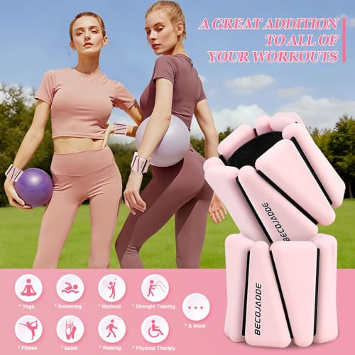 Image of BECOJADDE Ankle Weights Set of 2 (1 lb /2 lb /3 lb Each) Adjustable Wrist Weights for Women Men Wearable Arm Leg Weight for Pilates, Running, Walking, Workout, Yoga