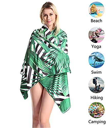 Tropical Microfiber Pool Sandproof Beach Towel Blanket - Quick Fast Dry Sand Free Proof Outdoor Camping Travel Rack Swim Micro Fiber Thin Yoga Mat Personalized Girls Women Men Adults Hawaii Palm #TOP1