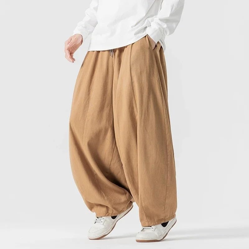 Men Casual Pants Fall Japanese Style Loose Vintage Warm Men's Lantern Pants Male Wide Leg Trousers2