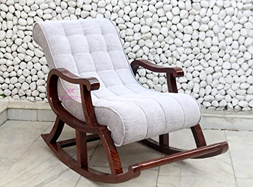 Image of CRAFTCITY Ergonomic Rosewood Rocking Chair (Grey)
