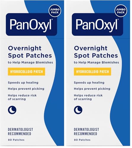 PanOxyl PM Overnight Spot Patches, Advanced Hydrocolloid Healing Technology, Fragrance Free, 80 Count (Pack of 2)