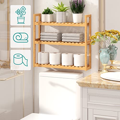 Viewcare Bathroom Shelves For Storage, Bamboo Bathroom Shelves Over Toilet, Adjustable 3 Tiers Shelf For Bathroom Storage #TOP1