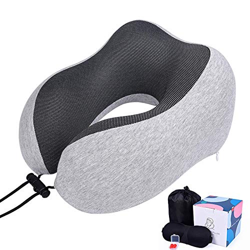 COJJ Oreiller de Voyage Oreiller en Forme de U Mousse à mémoire Oreiller de Voyage en Tissu magnétique à Rebond Lent Oreiller de Cou Multifonctionnel Oreiller de Cou d'avion Cover