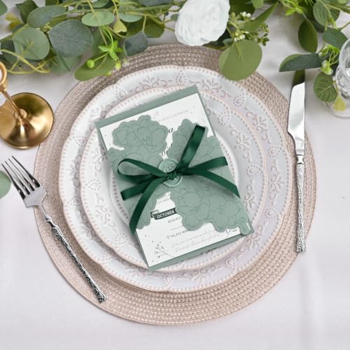 Image of Double Face Spruce Green Satin Ribbon 3 /8 inch X 50 Yards Polyester Spruce Green Ribbon for Gift Wrapping Very Suitable for Weddings Party Invitation Decorations and More
